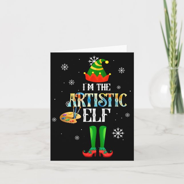 The Artistic Elf Squad Elf Family Christmas Pajama Card (Front)
