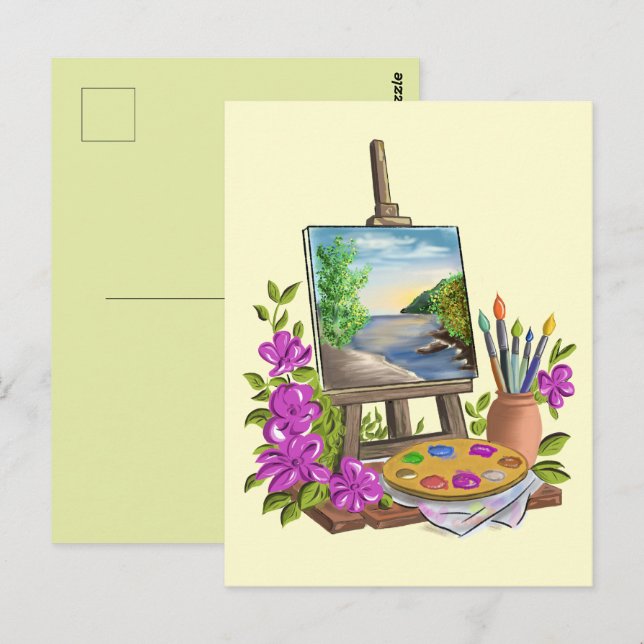 The artist's easel. postcard (Front/Back)