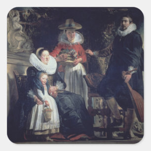 The Artist's Family (oil on canvas) 2 Square Sticker