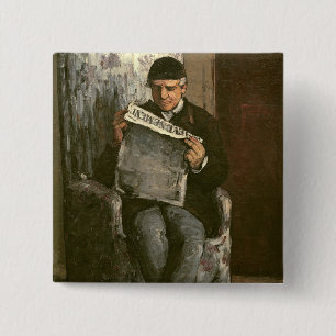 The Artist's Father, Reading "L'Événement", 1866 15 Cm Square Badge