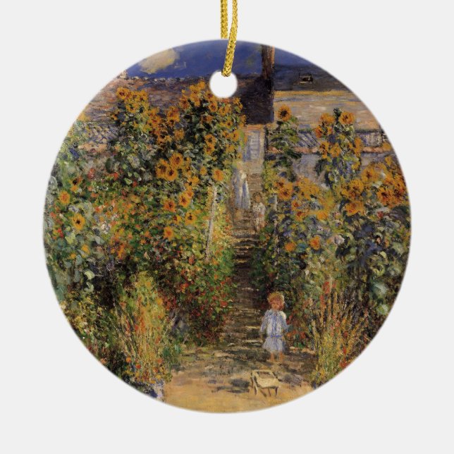 The Artist's Garden at Vetheuil by Claude Monet Ceramic Ornament (Front)