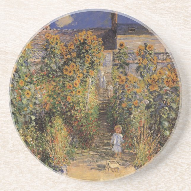 The Artist's Garden at Vetheuil by Claude Monet Coaster (Front)