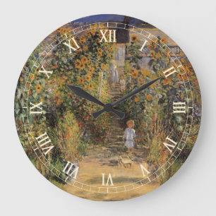 The Artist's Garden at Vetheuil by Claude Monet Large Clock