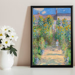 The Artist's Garden at Vétheuil by Claude Monet Poster<br><div class="desc">The Artist's Garden at Vétheuil is painting by Claude Monet featuring a small child stands facing us on a sun-dappled path that runs up the centre of a garden dominated by towering yellow and burnt-orange sunflowers. Behind the child, a woman and another child stand on the steps. The woman wears...</div>