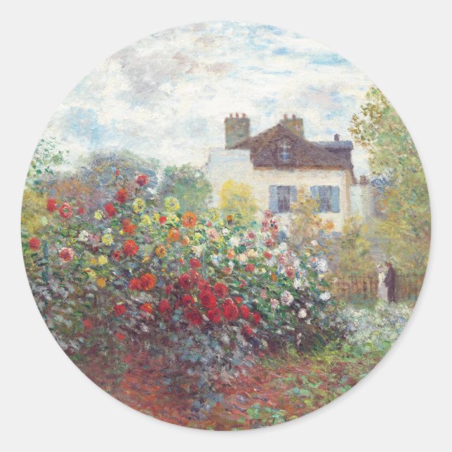 The Artist's Garden in Argenteuil by Claude Monet Classic Round Sticker (Front)