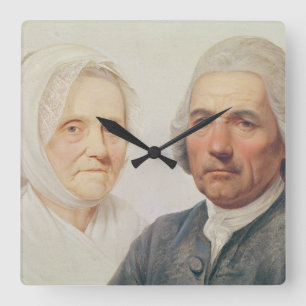 The artist's parents (oil on canvas) square wall clock