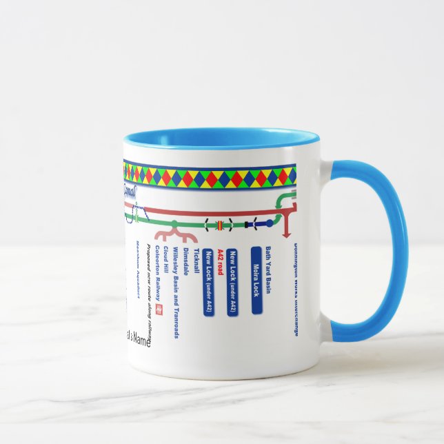 The Ashby Canal Route Map UK Inland Waterways Blue Mug (Right)