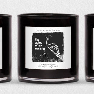 The Ashes My Enemies Funny Halloween Candle Label