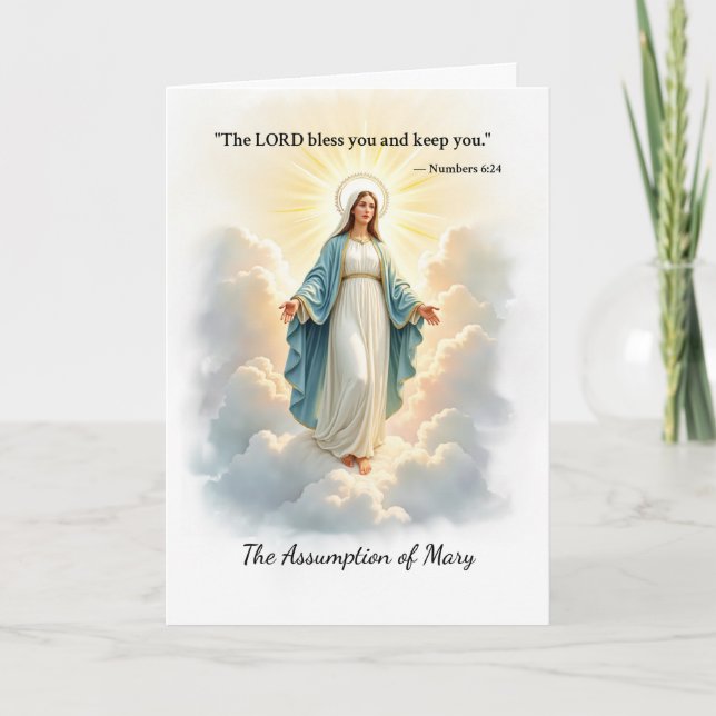 The Assumption of Mary God's Peace and Blessings Card (Front)