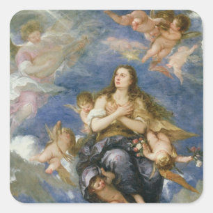 The Assumption of Mary Magdalene (oil on canvas) Square Sticker