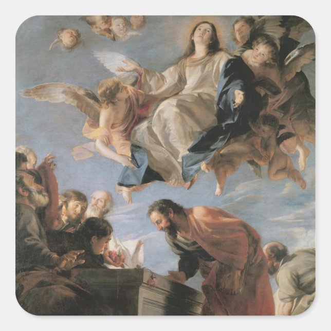 The Assumption of the Virgin, 1673 (oil on canvas) Square Sticker (Front)