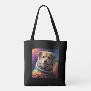 the astronaut dog tote bag