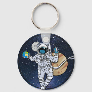The Astronaut enjoys in space Key Ring
