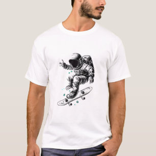 The Astronaut's Cosmic Skateboard Adventure T-Shirt
