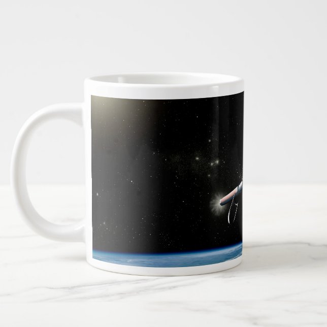 The Atlas V541 Launch Vehicle In Orbit. Large Coffee Mug (Left)