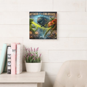 The attack of the Colossus mutant veggie square wa Wall Clock