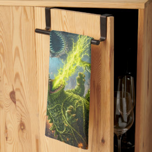 The attack of the Colossus mutant veggie tea towel