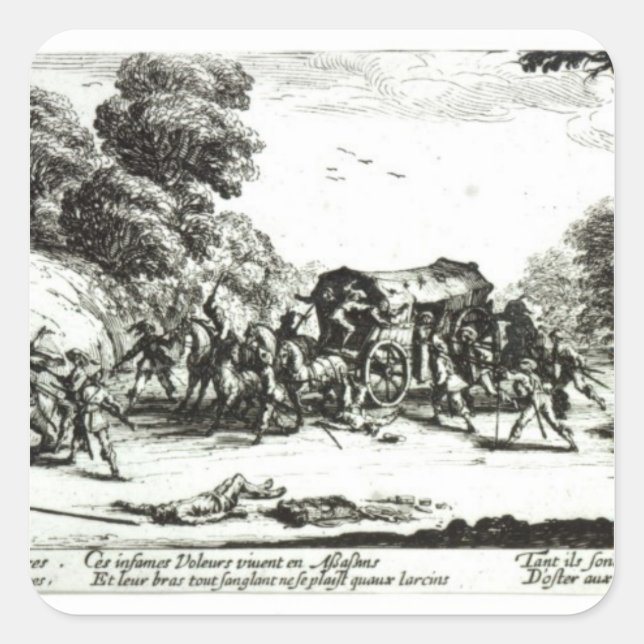 The Attack on the Stagecoach Square Sticker (Front)