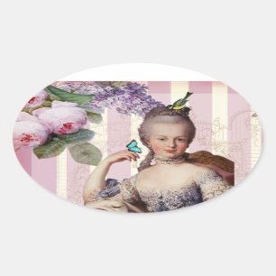 Thé au Petit Trianon – rose alt design Oval Sticker