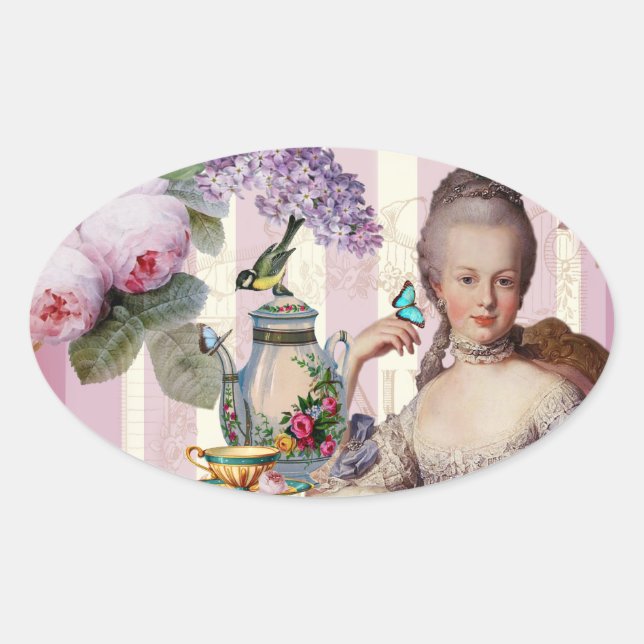 Thé au Petit Trianon – rose Oval Sticker (Front)