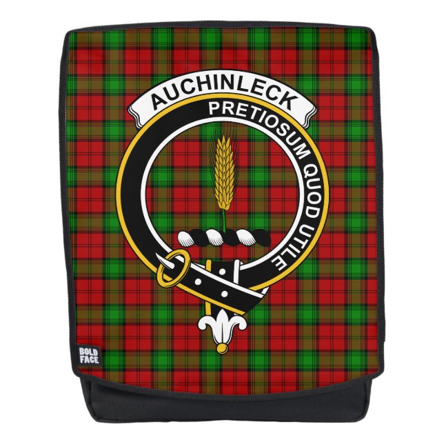 The Auchinleck Clan Crest Tartan Plaid Backpack (Front)