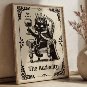 The Audacity Black Cat Funny Tarot Card Art Poster