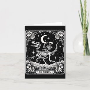 The Audacity Skeleton Riding Dinosaur Tarot Card