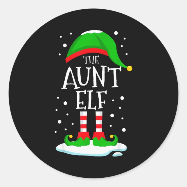The Aunt Elf Christmas Family Matching Xmas Auntie Classic Round Sticker (Front)