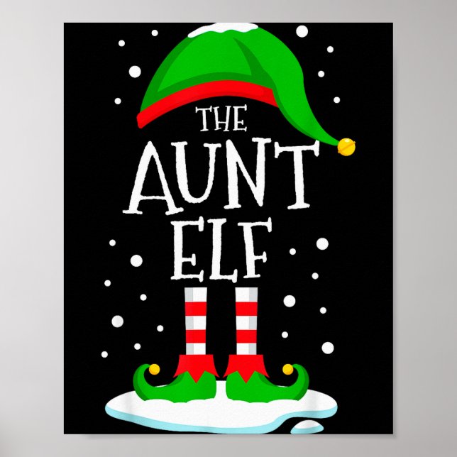 The Aunt Elf Christmas Family Matching Xmas Auntie Poster (Front)