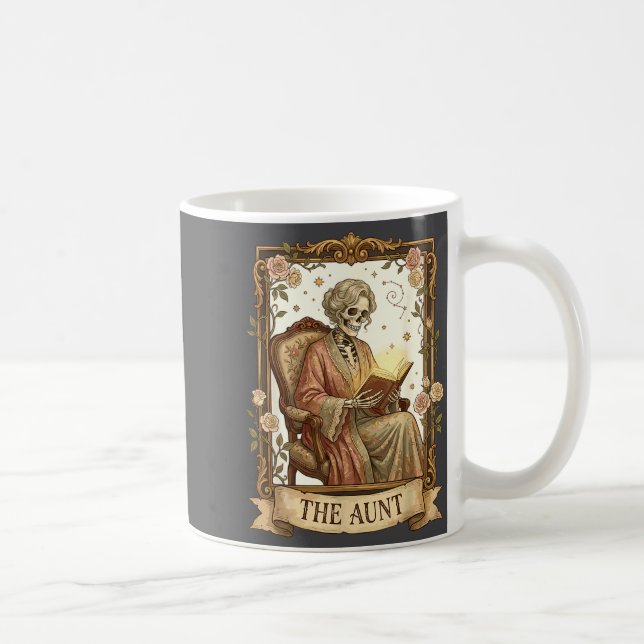 The Aunt Tarot Card Women Skeleton Aunty Book Love Coffee Mug (Right)