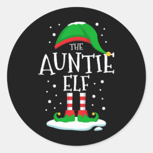 The Auntie Elf Christmas Family Matching Xmas Aunt Classic Round Sticker