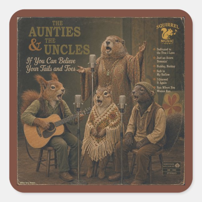 The Aunties & the Uncles: a Parody Square Sticker (Front)