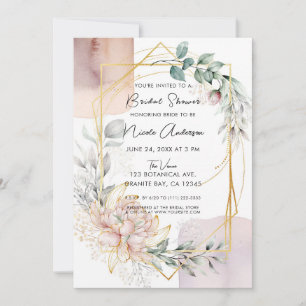 The Aureate Frame Mauve Floral Greenery Bridal  Invitation