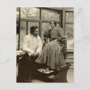 The author Leonid Andreyev with his wife Postcard