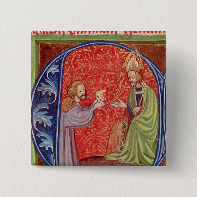 The Author Offering his Book 15 Cm Square Badge (Front)