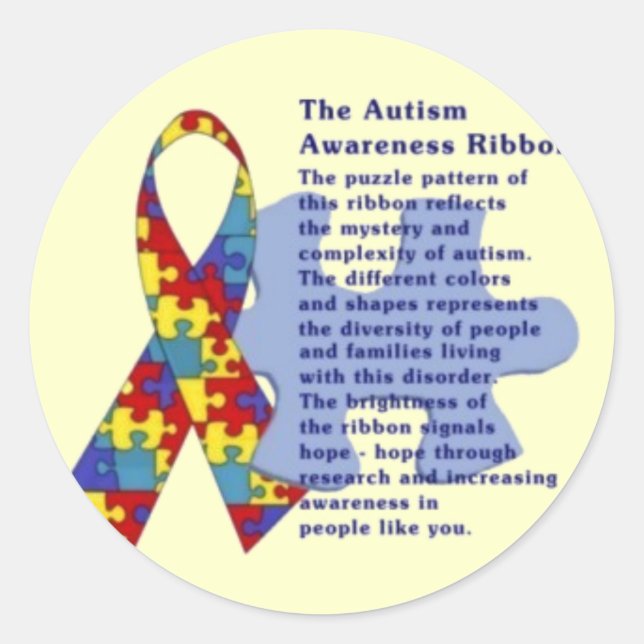 "The Autism Awareness Ribbon" Classic Round Sticker (Front)