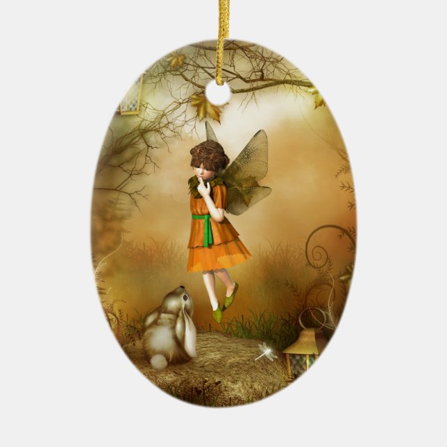 The Autumn Fairy Ceramic Ornament (Front)