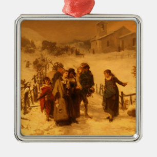 The Avalanche in Winter (by Gerolamo Induno) Metal Ornament