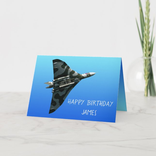 The Avro Vulcan Happy Birthday personalised Card (Front)