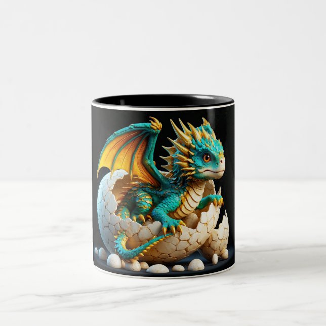 The Awakening of Solara: A Dragon's Destiny Two-Tone Coffee Mug (Center)