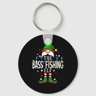 The B Fishing Elf Christmas Family Pajama Party Key Ring