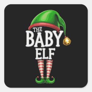 The Baby Elf Group Matching Family Christmas  Square Sticker