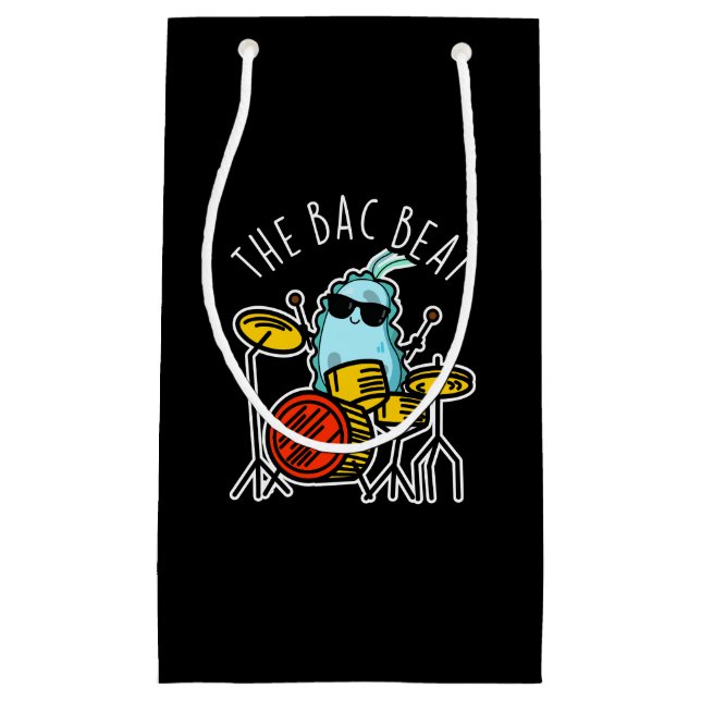 The Bac Beat Funny Drummer Bacteria Pun Dark BG Small Gift Bag (Front)