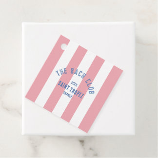 The Bach Club Blue Crest Pink Cabana Stripe Favour Tags