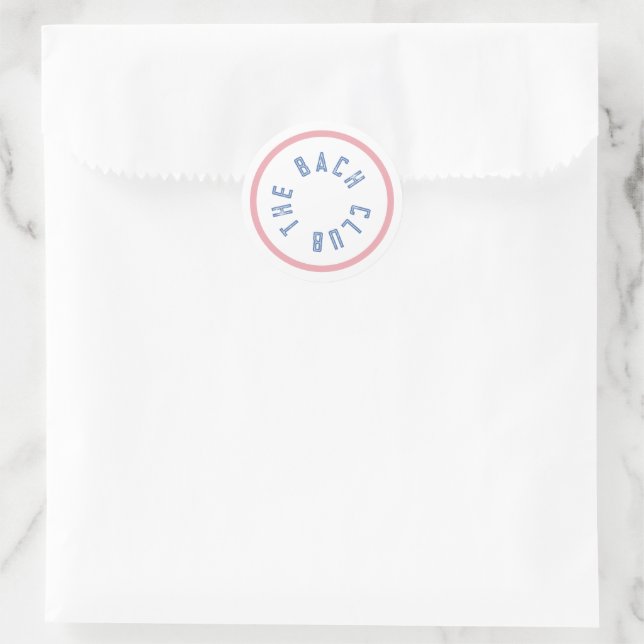 The Bach Club Blue Crest Pink Stripe Classic Round Sticker (Bag)