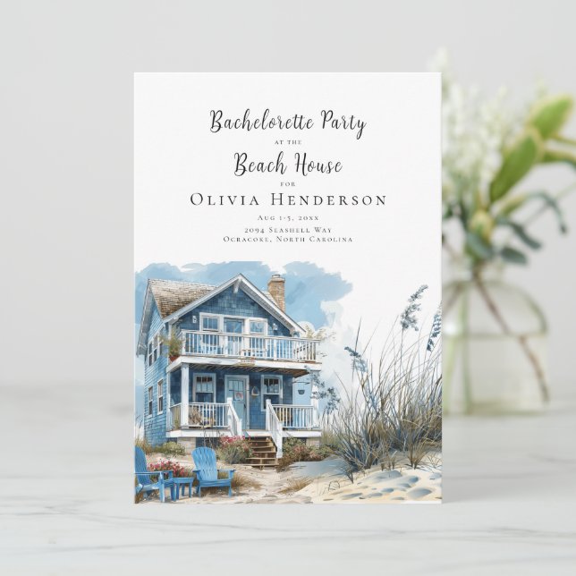 The Bachelorette Party at the Beach House   Invitation (Standing Front)