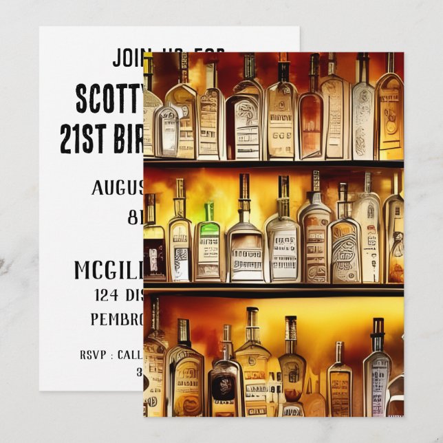 The Back Bar Artistic Watercolor  Party Invitation (Front/Back)