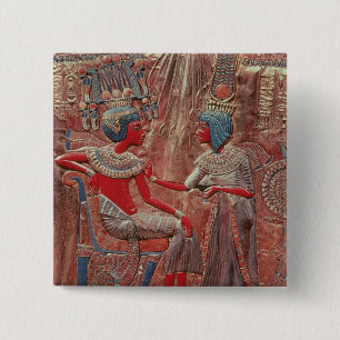 The back of the throne of Tutankhamun 15 Cm Square Badge