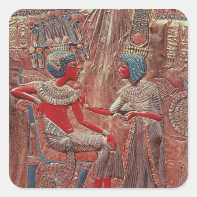 The back of the throne of Tutankhamun Square Sticker (Front)