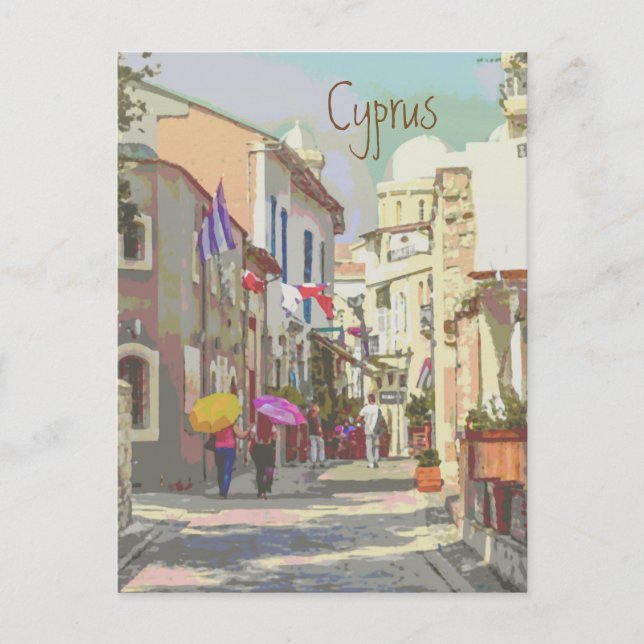 The Back Streets of Cyprus Travel Poster Style Postcard (Front)